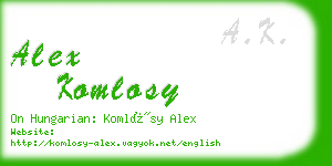 alex komlosy business card